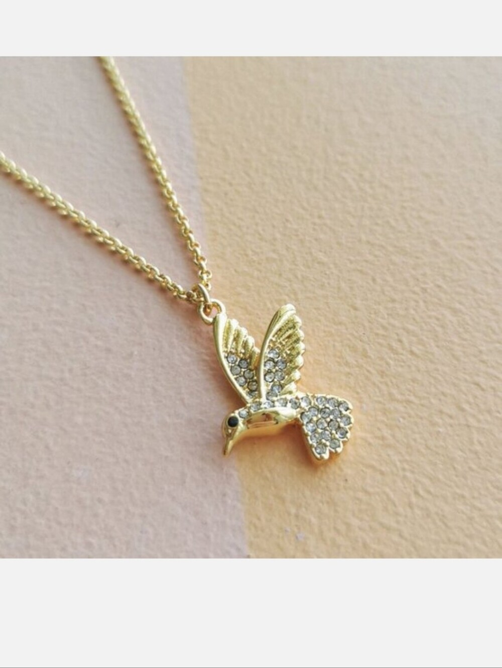 kate spade Gold Hummingbird Crystal Pendant Necklace